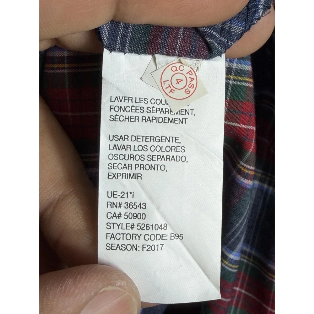 Arrow Shirt Mens Medium Blue Red Plaid Button Down Long Sleeve Cotton Blend‎